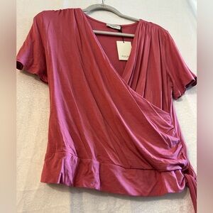 Women's Rose Wrap-Front Short Sleeve Top
